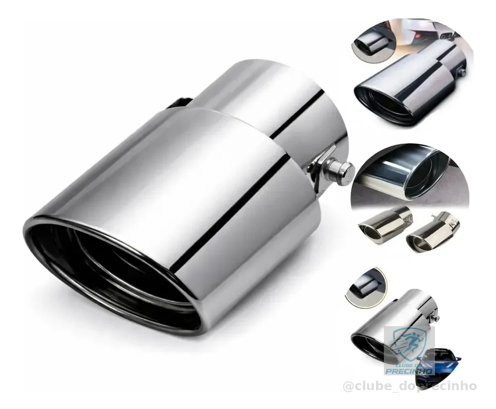 Ponteira Universal Escapamento Cromada Esportiva Carro Inox Prata (cromado)