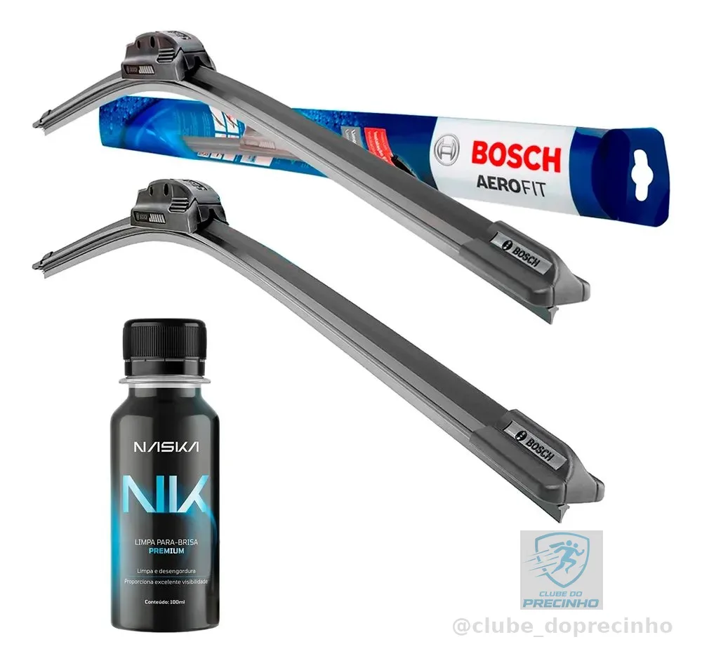 Limpador Para-brisa Paleta Original Bosch Aerofit Preto Palio G1 G2 G3 E G4 Gancho
