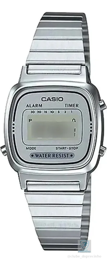 Relógio Casio Feminino Original Vintage Prata Tamanho Mini Prata Prateado Cinza