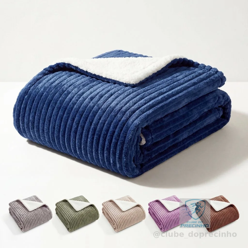 Cobertor Sherpa Casal 2,20x1,80 Grossa Manta Quentinha Coberta Queen