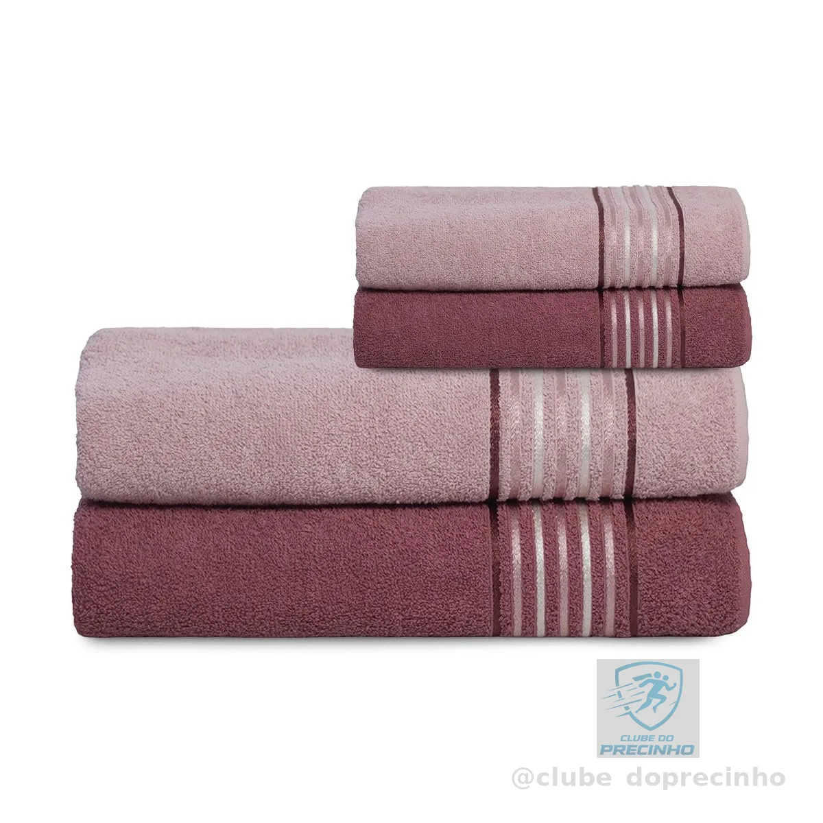 Jogo de Banho 4 peças - Banhão - 2 de rosto e 2 Vitta Plus Select 400g/m² Rosa Escuro com Rosa Claro Camesa