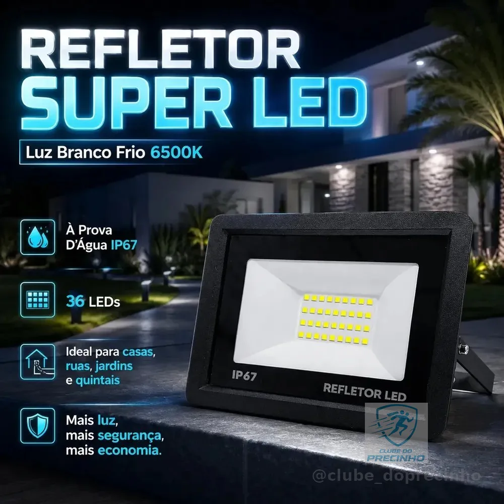 Kit 5 Refletores LED 100W IP67 à Prova D'Água 6500K Branco Frio Bivolt