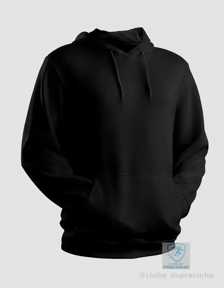 Blusa Moletom Canguru Liso Básico Premium Várias Cores M Preto