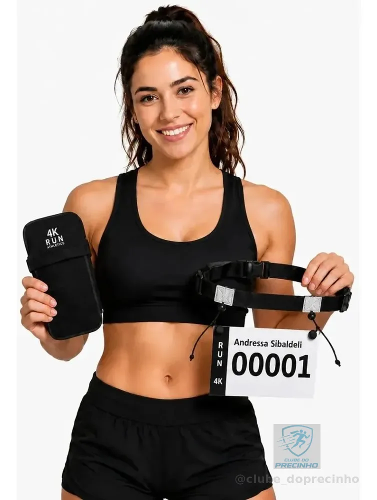 Kit Suporte Braço E Cinto De Corrida Leve Macio Confortavel Preto