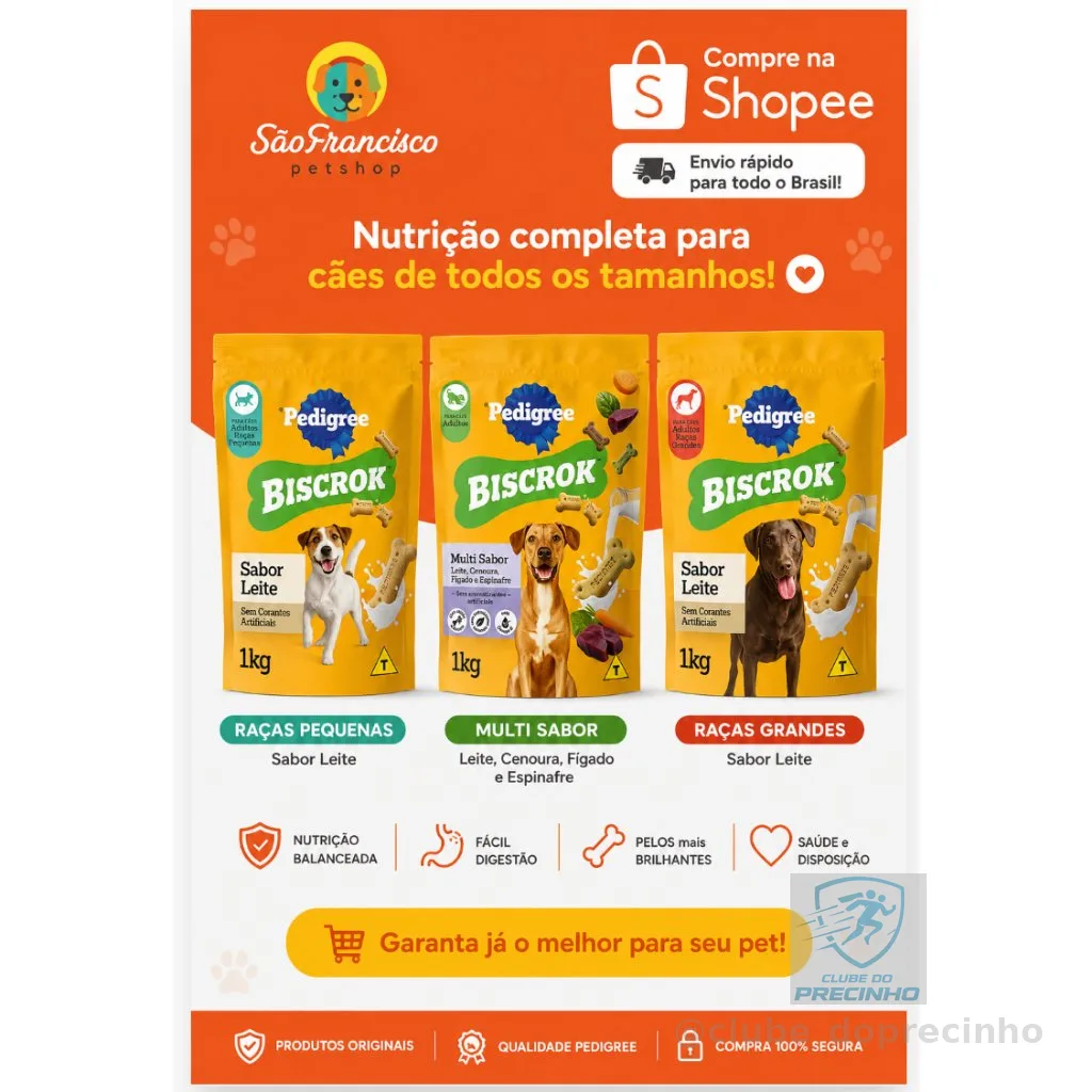 Pedigree Biscrok 1kg para Cães Adultos | Raças Pequenas, Raças Grandes e Multi Sabor | Escolha o sabor
