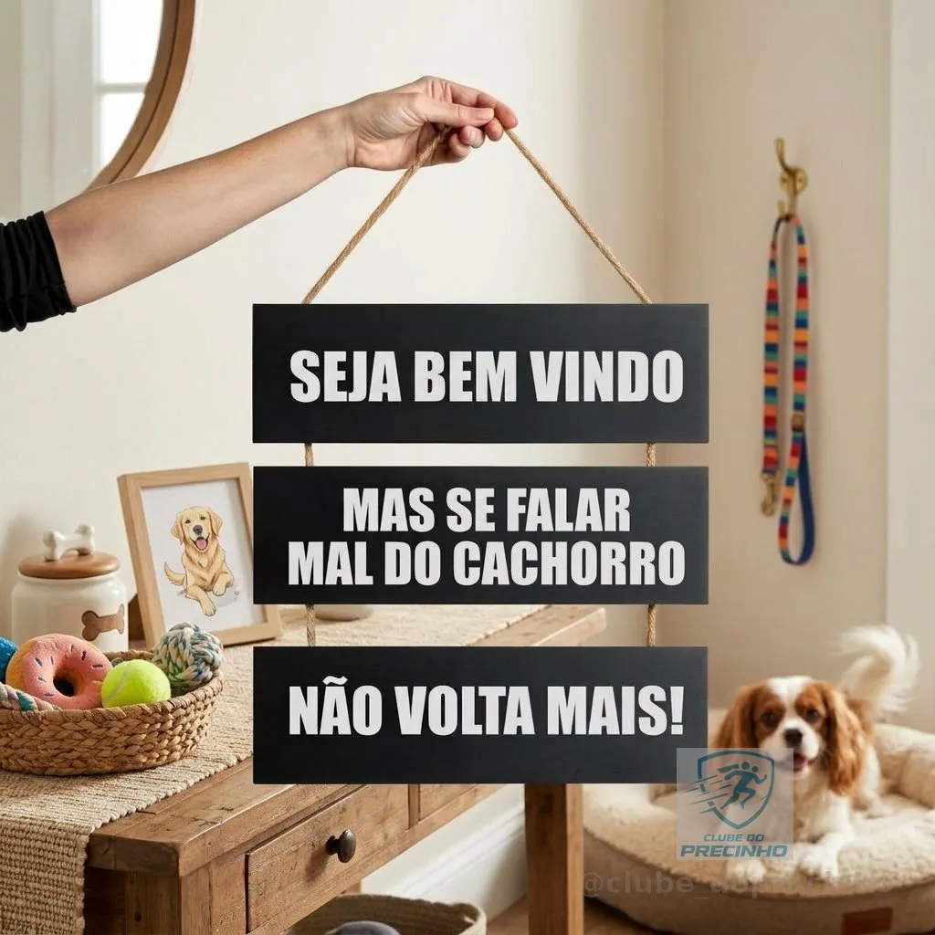 Plaquinha Decorativa Seja Bem Vindo Mas Se Falar Mal Do Cachorro Não Volta Mais Frase Divertida