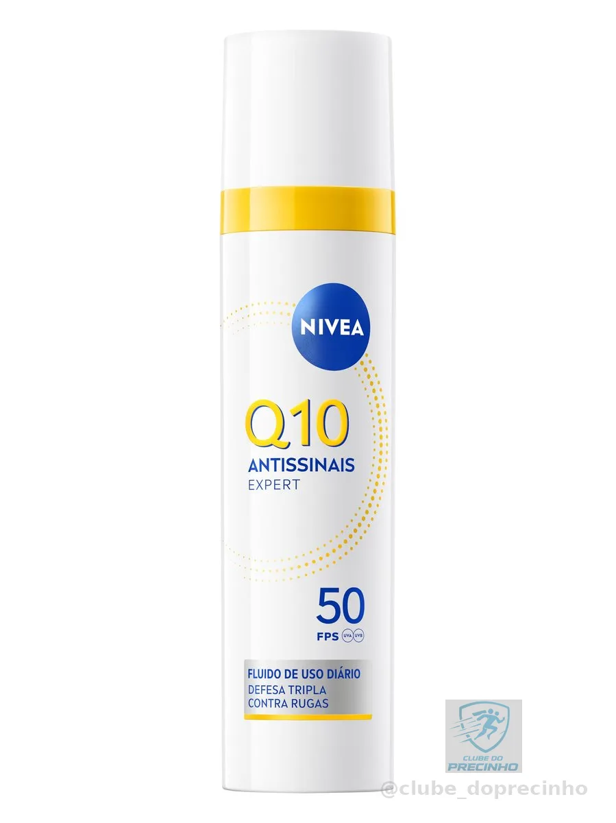 NIVEA Q10 Antissinais Fluido Diário FPS 50 40ml, Reduz e Combate Rugas, Pré-Maquiagem, Toque Seco, Tecnologia Glycostop, Cuidado Facial