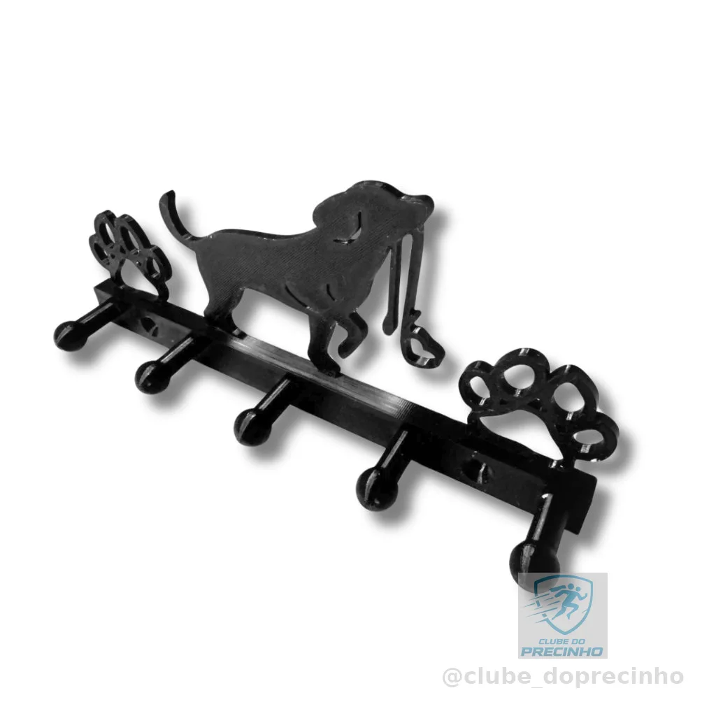 Porta Chave Coleira Guia | Design Pet Cachorro com Patas | 5 Ganchos