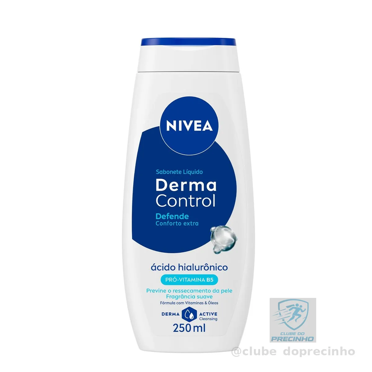 NIVEA Sabonete Líquido Derma Control Defende 250ml, Limpeza Corporal, Previne Ressecamento, Ácido Hialurônico, Pele Suave