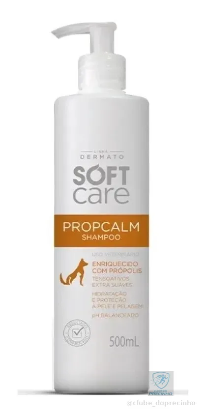 Xampu Soft Care Propcalm Hipoalergênico 500ml Cães Gatos Dermatite