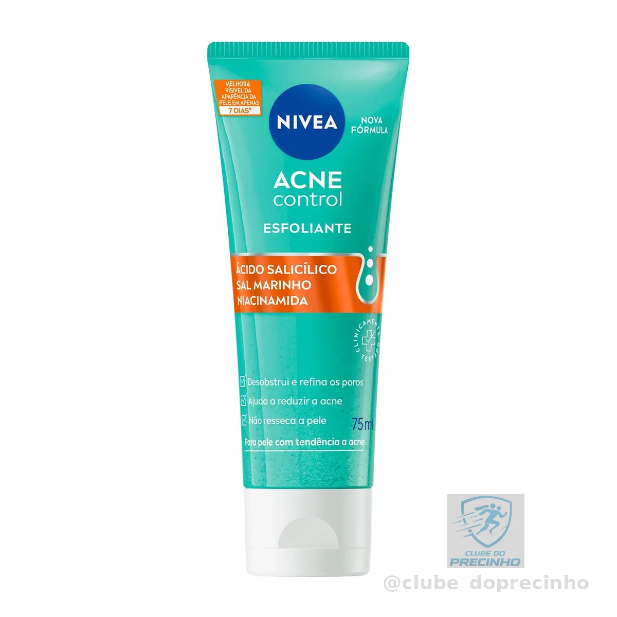 NIVEA Esfoliante Facial Acne Control 75ml, Esfoliação Suave, Desobstrui os Poros, Reduz Acne, Pele com Tendência a Acne
