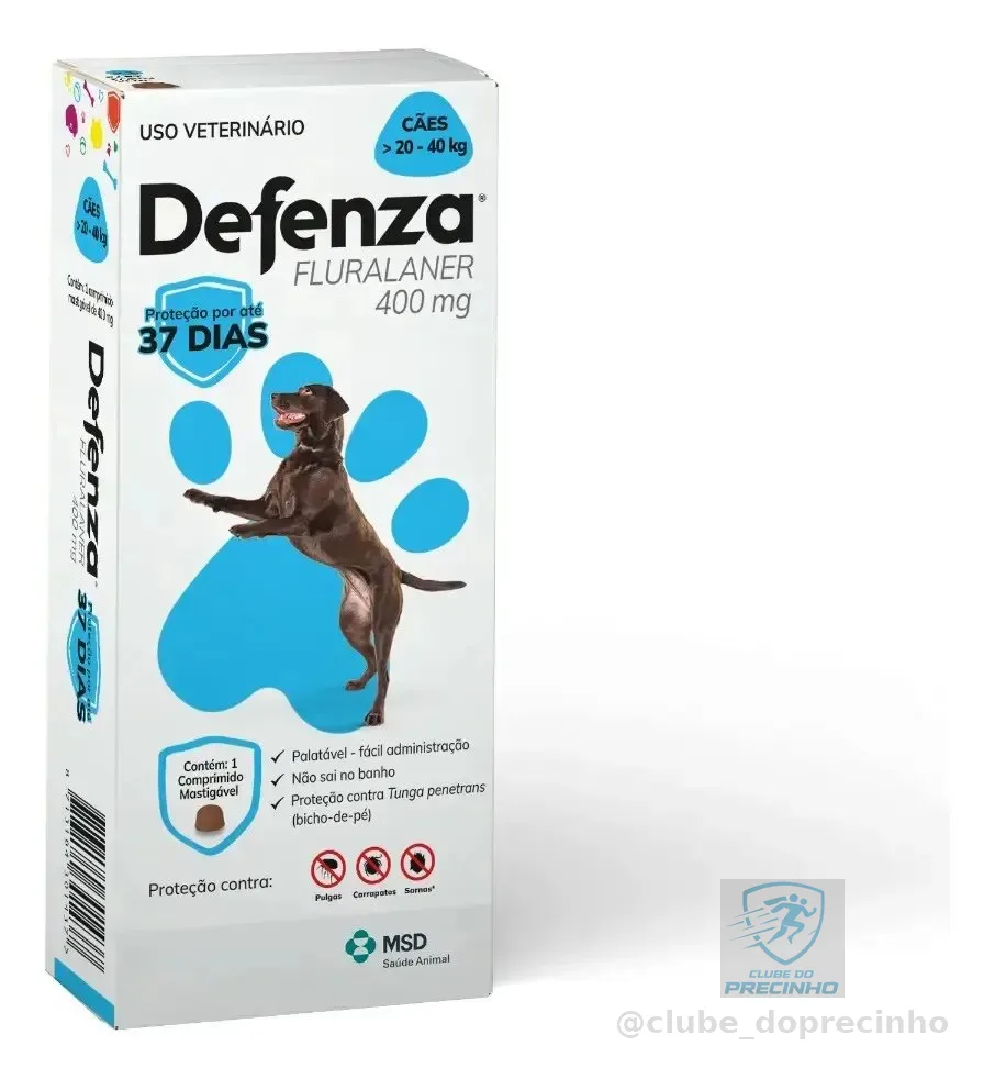 Defenza Antipulgas E Carrapatos Msd Cães 20 A 40 Kg Cor Azul