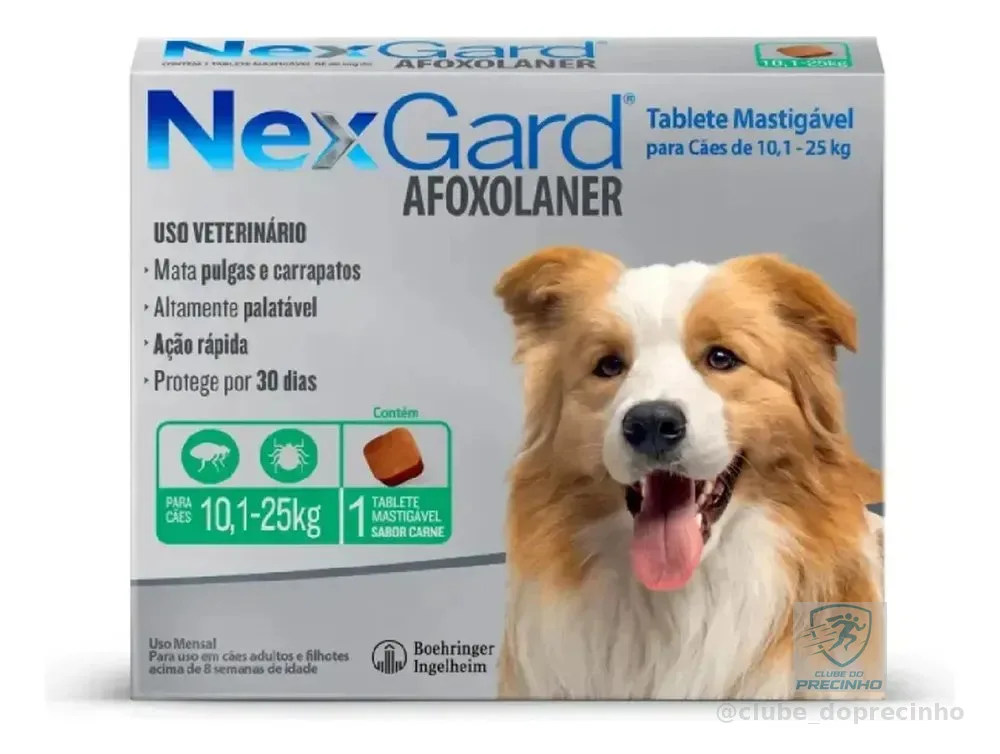 Boehringer Ingelheim NexGard TABLETE Antipulgas e Carrapatos Cão - 1 - 10 kg - 25 kg - 1 - Unidade - 1