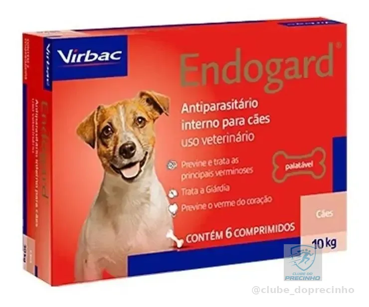 Vermífugo Virbac Endogard Pack 6 Comprimidos para Cães Até 10 kg — Proteção Contra Parasitas Internos e Verme do Coração