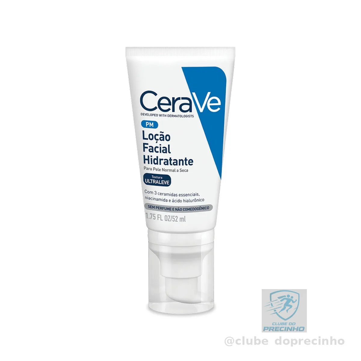 CeraVe PM, Loção Facial Hidratante com 3 Ceramidas Essenciais |Ácido Hialurônico e Niacinamida, Textura Ultraleve, Sem Perfume, para Pele Normal a Seca, 52ml