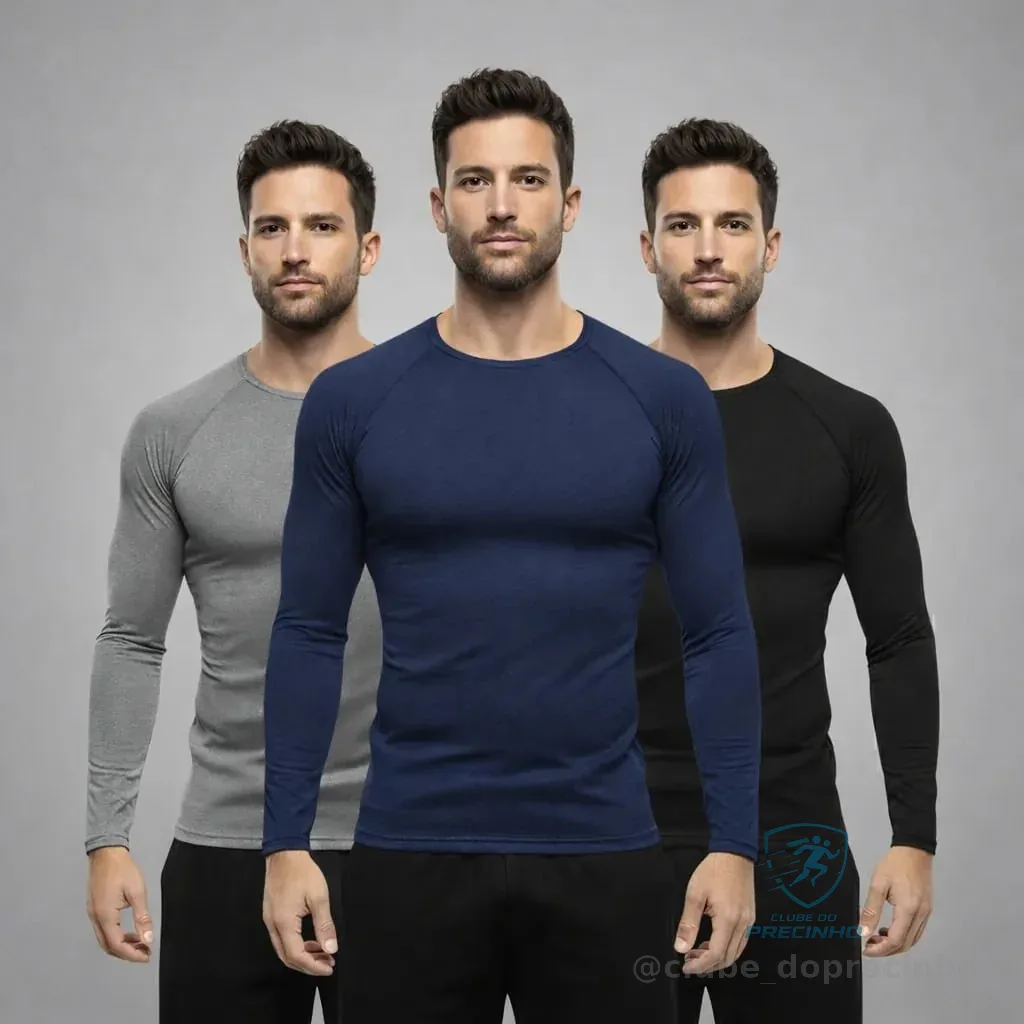 Kit 3 Camisa Proteção Uv  Masculina Segunda Pele Sol