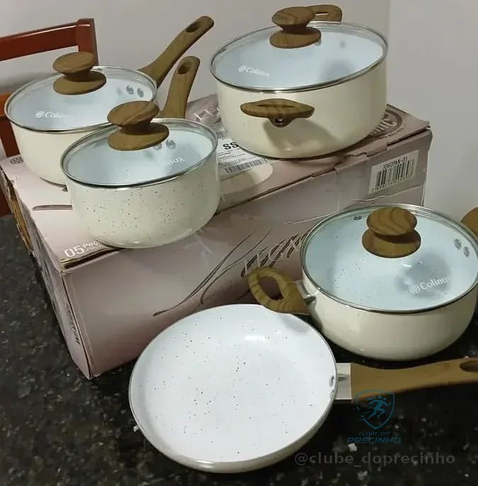 Jogo De Panelas Antiaderente Legacy 5 Peças Bege Indução Colinox