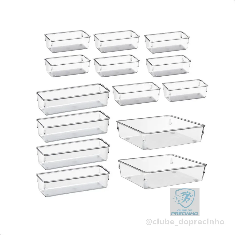 Kit Organizadores Com 14 Multiuso Gavetas Empilhavel