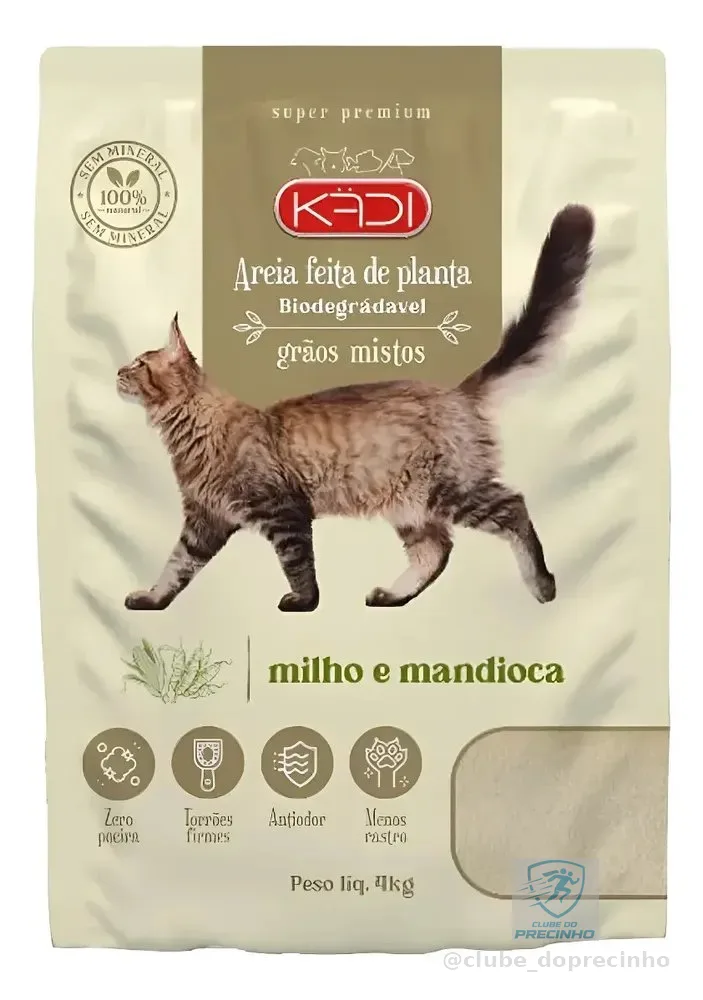 Granulado Misto Sanitário Para Gato Mandioca Milho Kadi 4kg