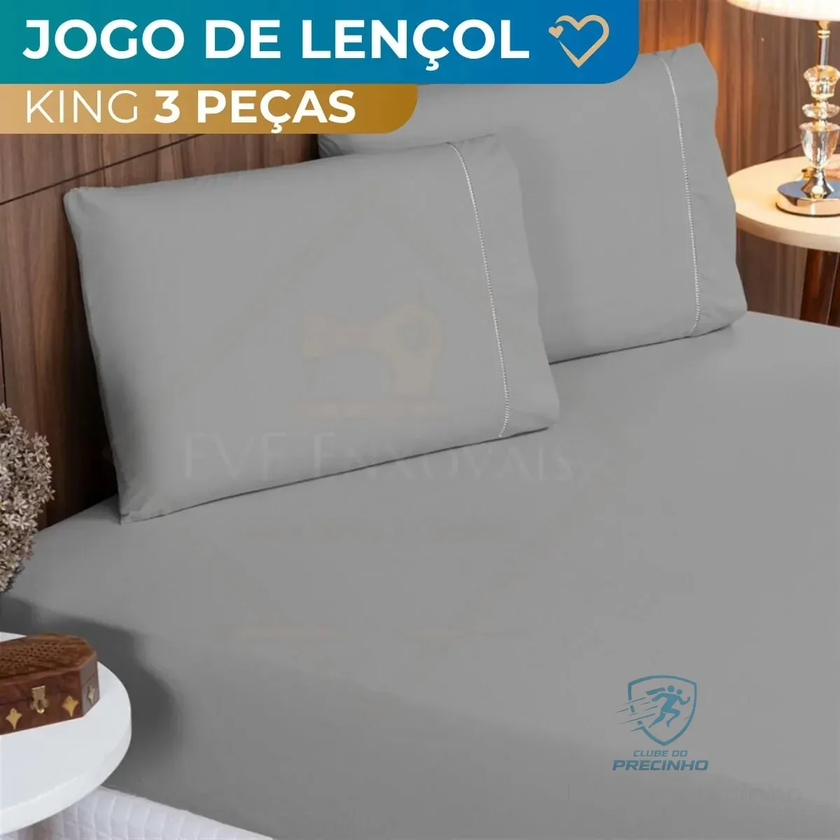 Jogo De Lençol Cama King 03 Peças 400 Fios Ponto Palito Cor Cinza Desenho Do Tecido Lisa Liso
