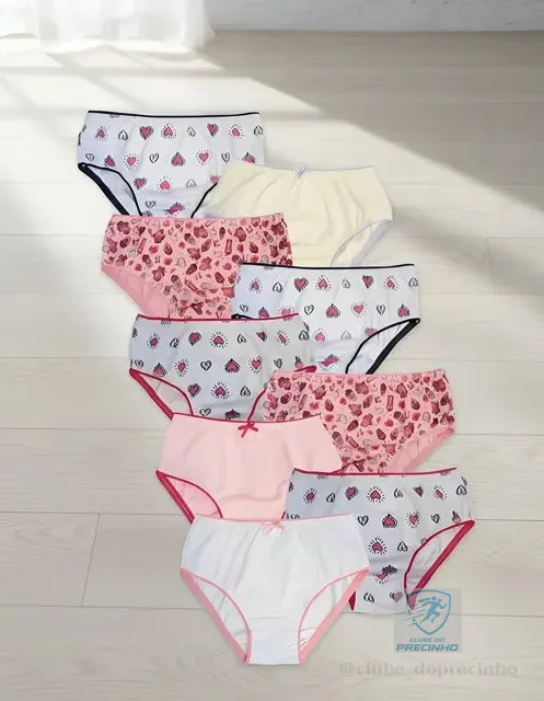 10 Calcinha Infantil Algodão Tradicional Menina Atacado