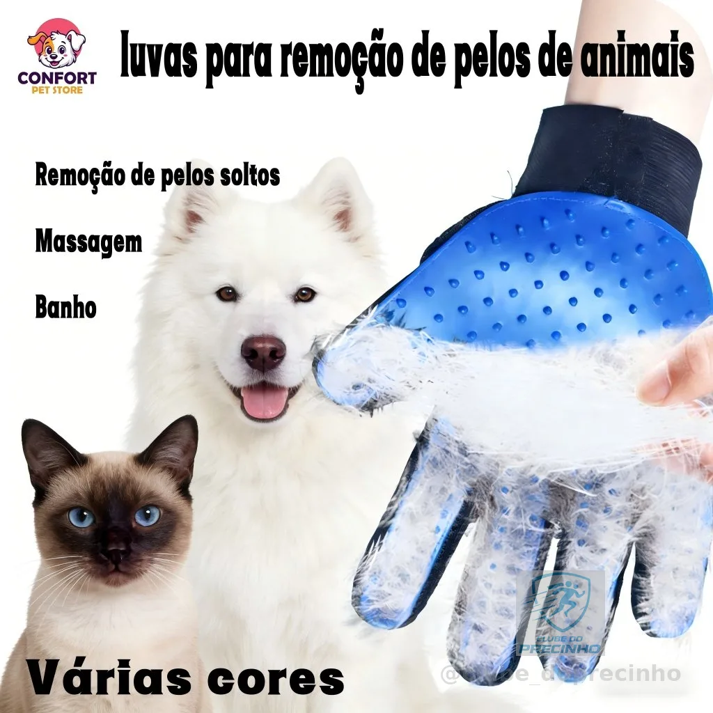 Luvas Magnéticas Do Cabelo Do Animal/Luva Escova Pet Nano Magnética – Remove Pelos de Gatos e Cachorros com Facilidade
