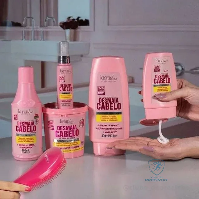 Kit Desmaia Cabelo Completo Forever Liss Escova Cabelo 1150 Ml