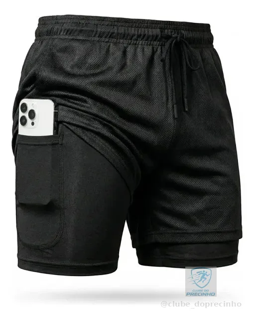Shorts Dry Fit 2 Em 1 Masculino Térmico Compressão Corrida