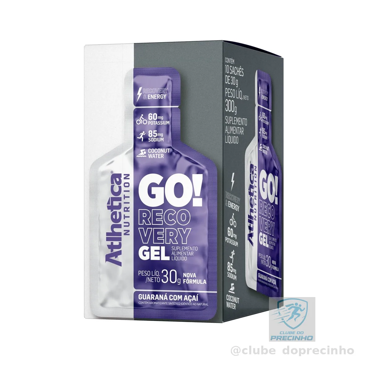 Go Energy Gel (10 Sachês) - Sabor Guaraná e Açai, Atlhetica Nutrition, Roxo