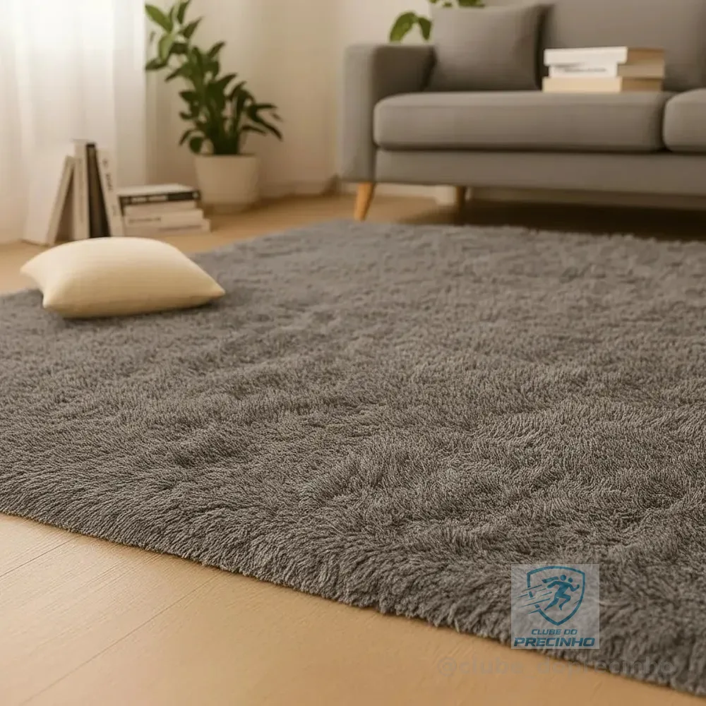 Tapete Sala 3,00x2,00 Grande Felpudo Peludo Macio Luxo Decor 3 M 2 M Cinza
