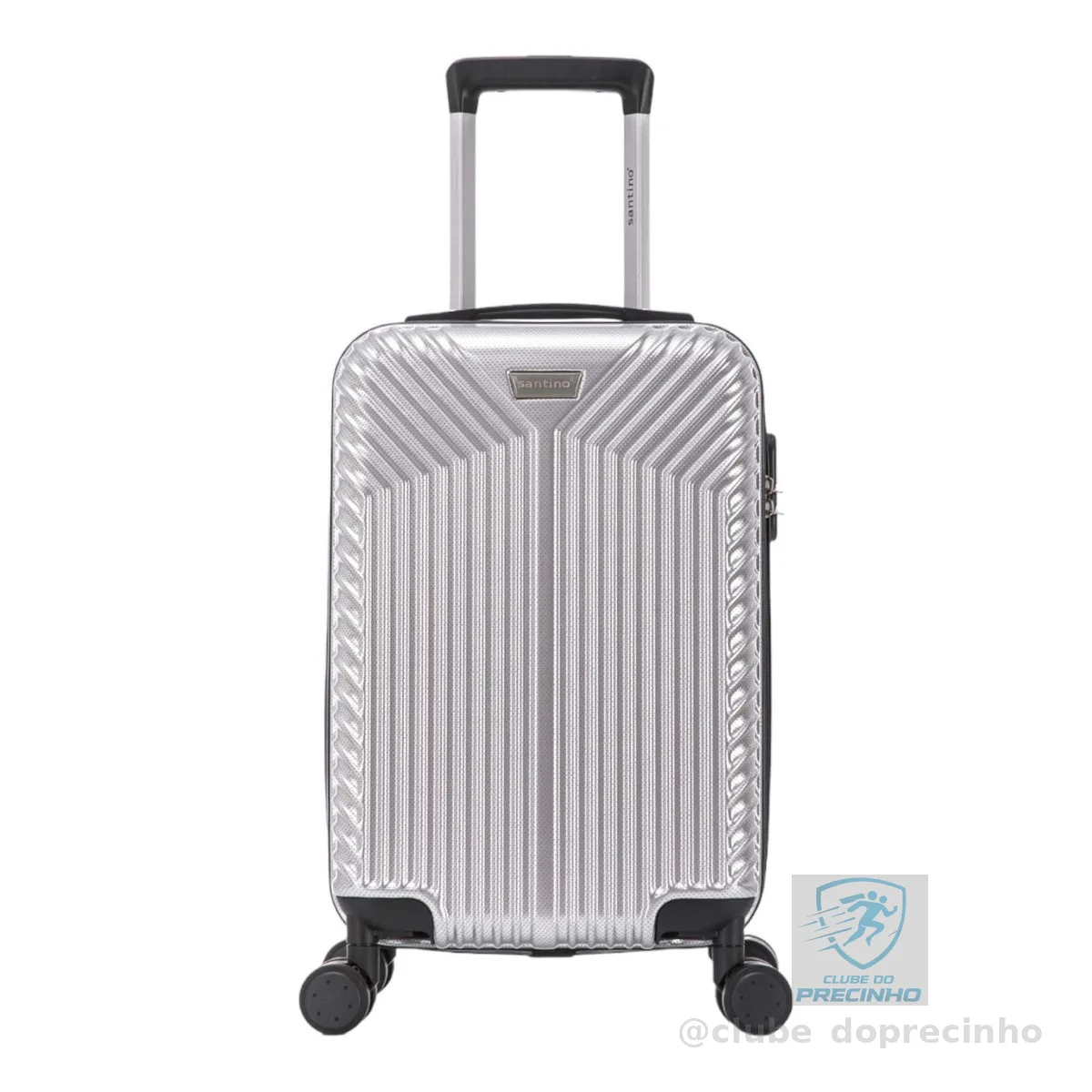 SANTINO Mala de Bordo 10kg PVC Rígido 4 Rodas 360° com Cadeado de Segredo Alta Resistência a Impactos e Arranhões com Proteção Antifurto Prata Pequeno