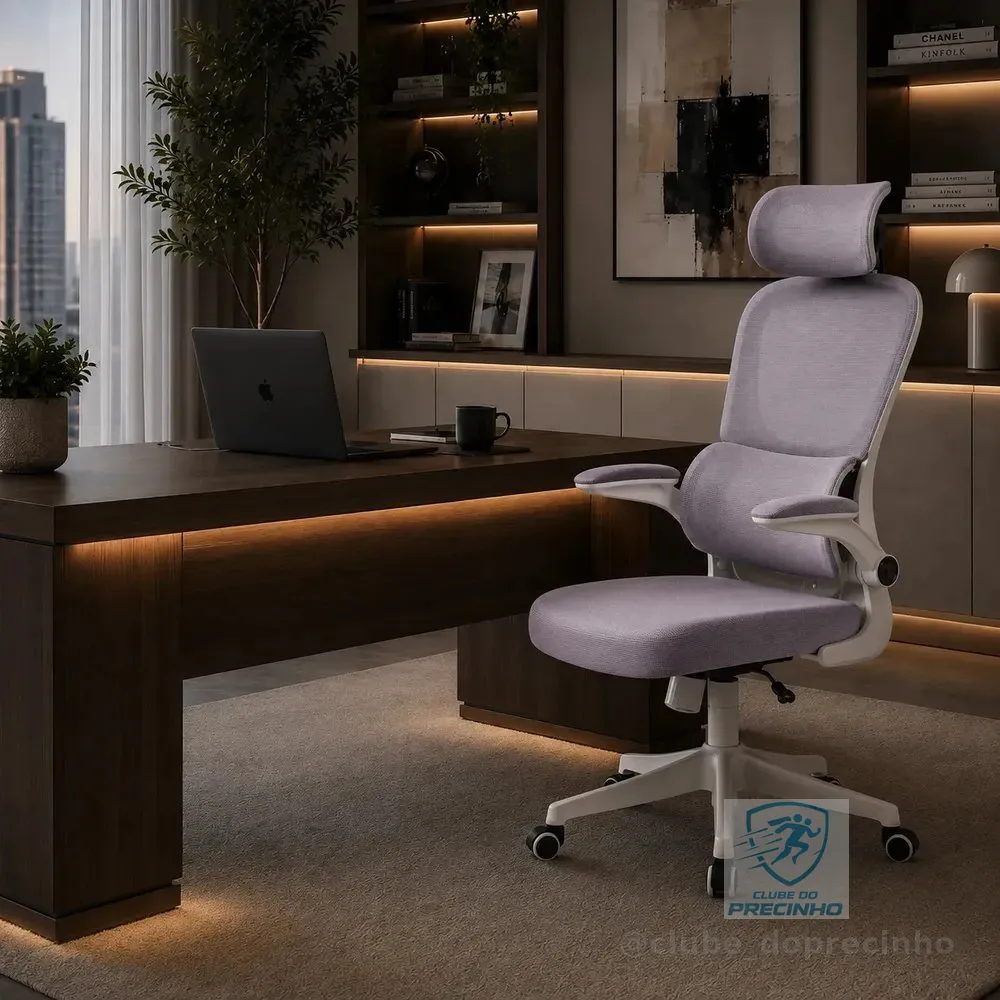 Cadeira Escritório Ergonômica Maat Brand Suporte Lombar Nr17 Cinza Espuma De Alta Densidade