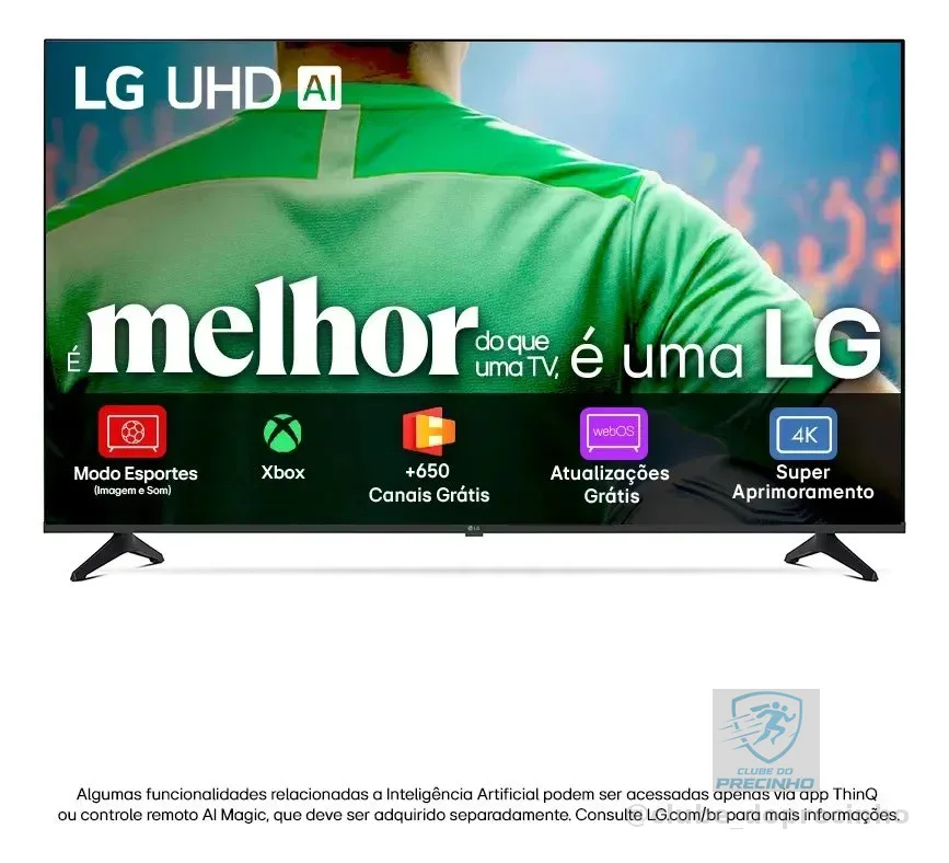 Smart TV LG UHD AI UA75 50 polegadas HDR10 Pro Processador α7 AI Ger8 webOS 25
