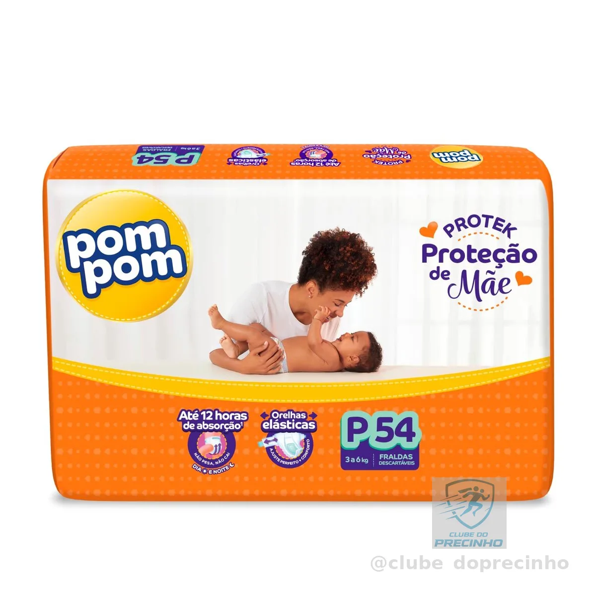 Fralda Pom Pom Protek Proteção de Mãe Mega P 54 Unidades