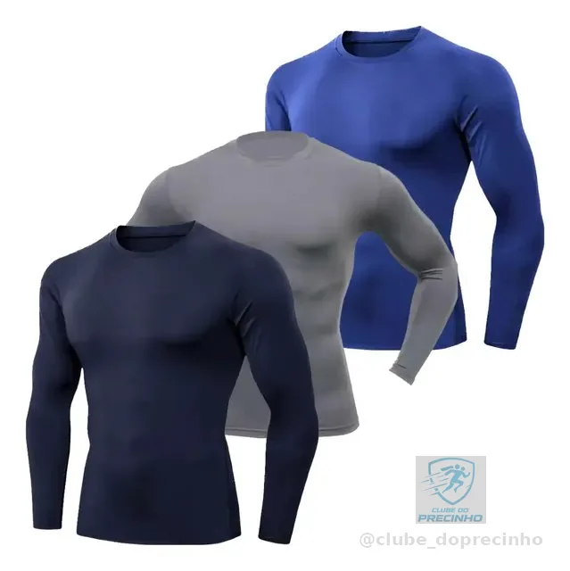 Kit 3 Camiseta Térmica Blusa Proteção Uv Manga Longa Inverno