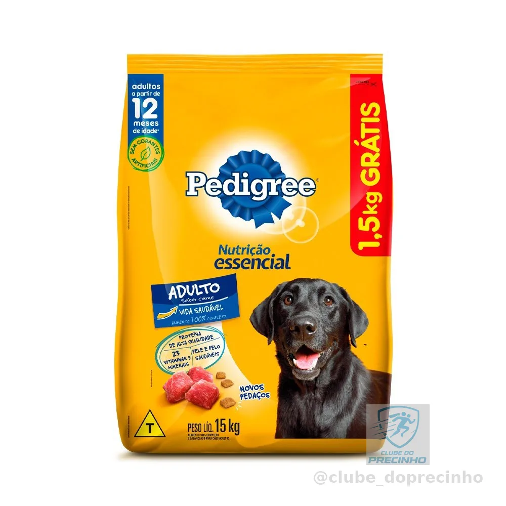Ração Pedigree Nutrição Essencial Carne para Cães Adultos 15 kg