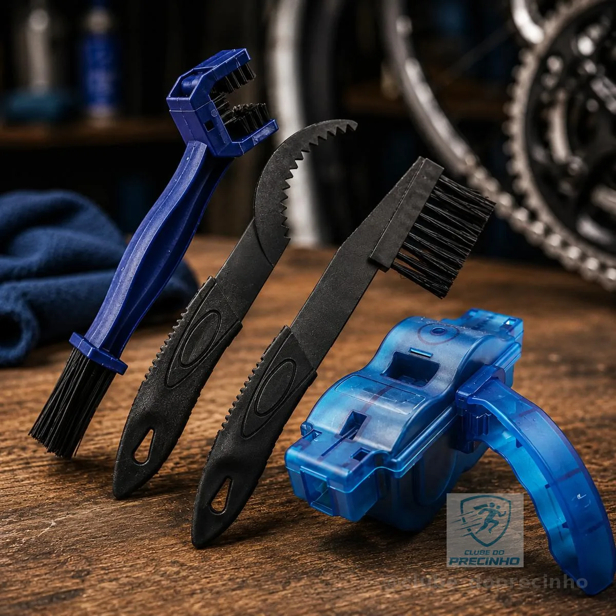 Kit Escovas Limpeza Bicicleta E Maquina Limpar Corrente 4 Pç