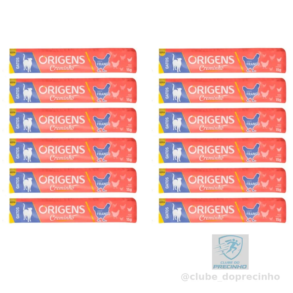 Kit 3x Petisco Origens Creminho Frango para Gatos - 60g - 12 unidades