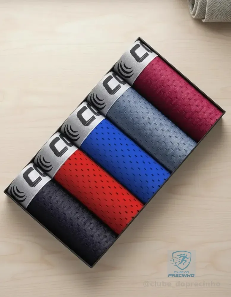 Kit 5 Cuecas Boxer Dry Fit Masculinas Respirável Premium Multicolorido Liso G
