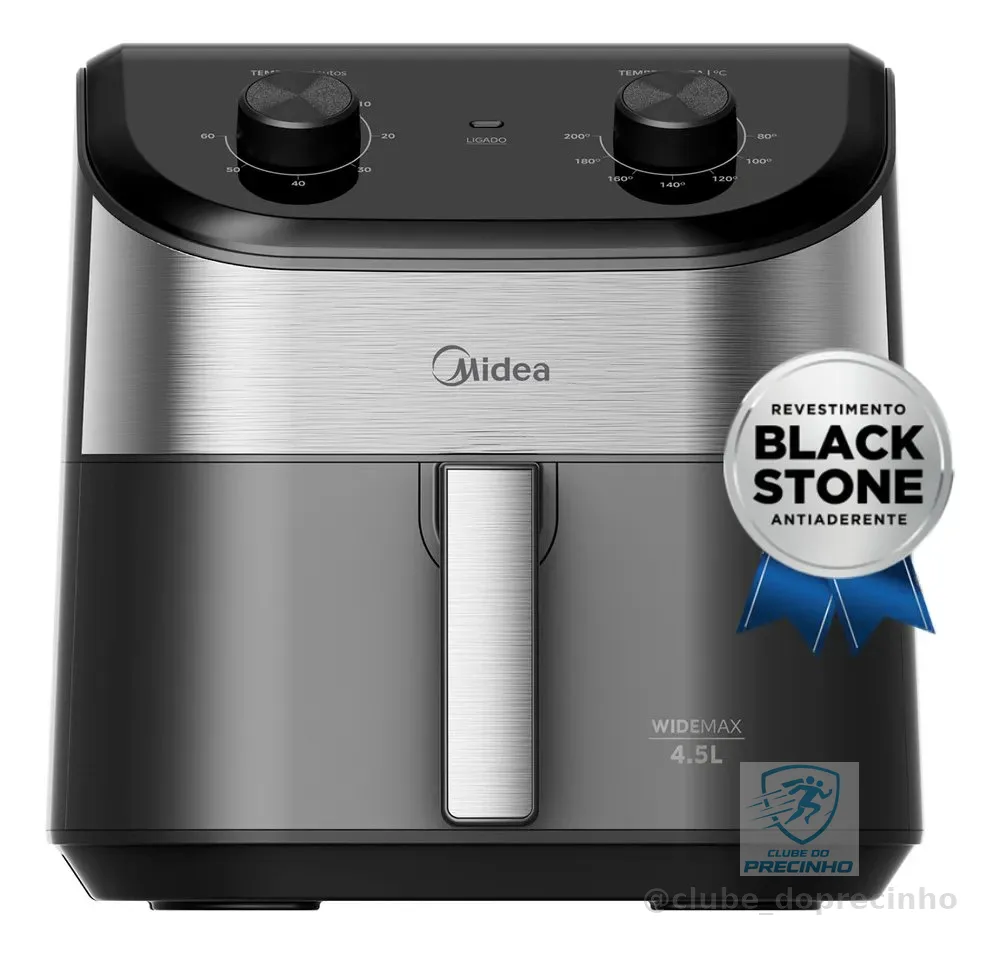 Fritadeira Air Fryer 4,5l Widemax Com Interior De Alumínio 1500w Midea