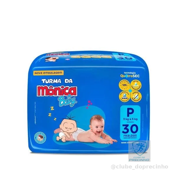 Fralda Turma da Mônica Baby Tam. P 3 a 5kg