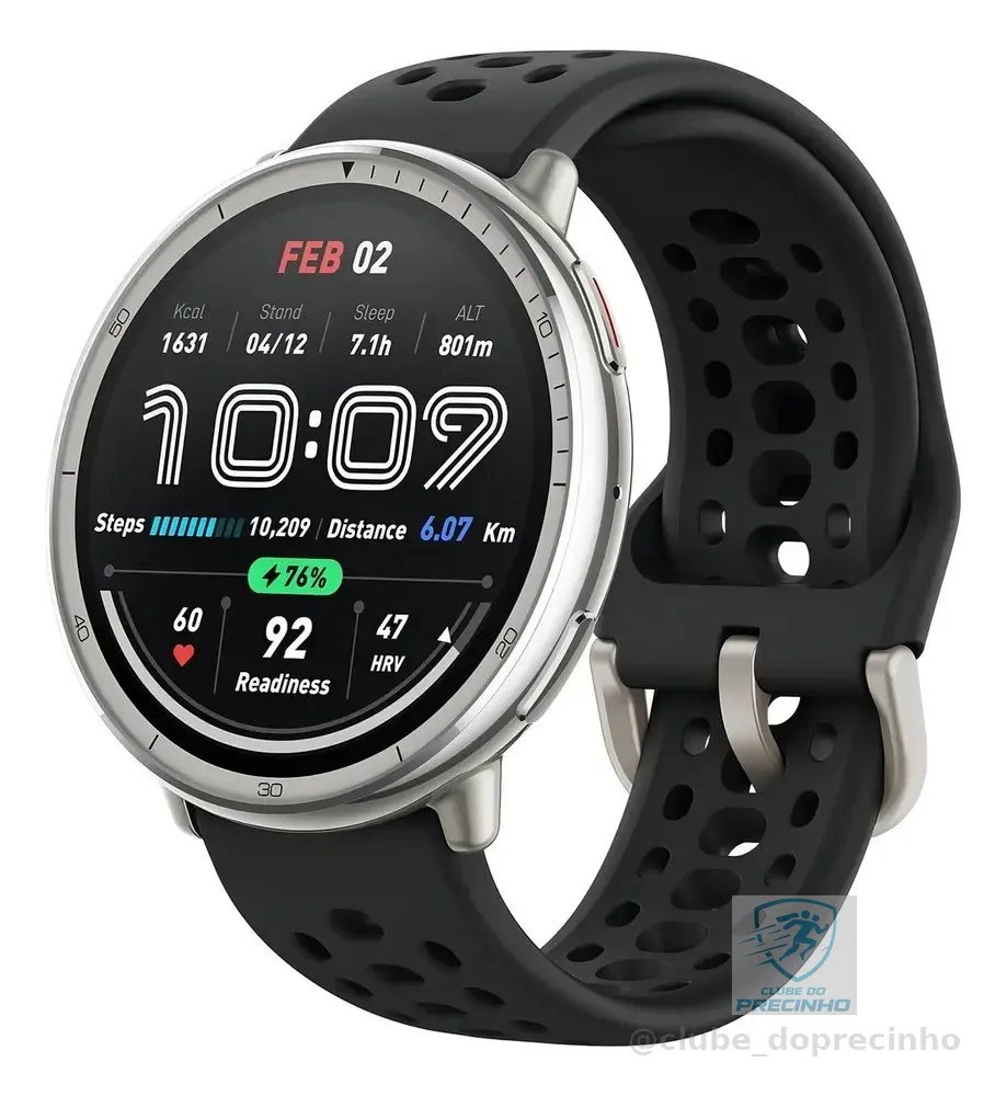 Smartwatch Amazfit Active 2 A2437 Global, Alexa, Gps Pratead Preto Prateado