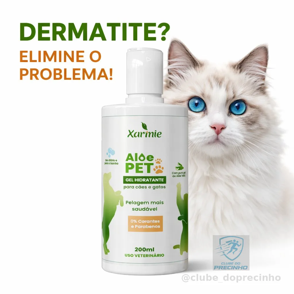ALOE PET 200ML Solução para Dermatite Felina Alívio da Coceira e Queda de Pelo do Seu Gato
