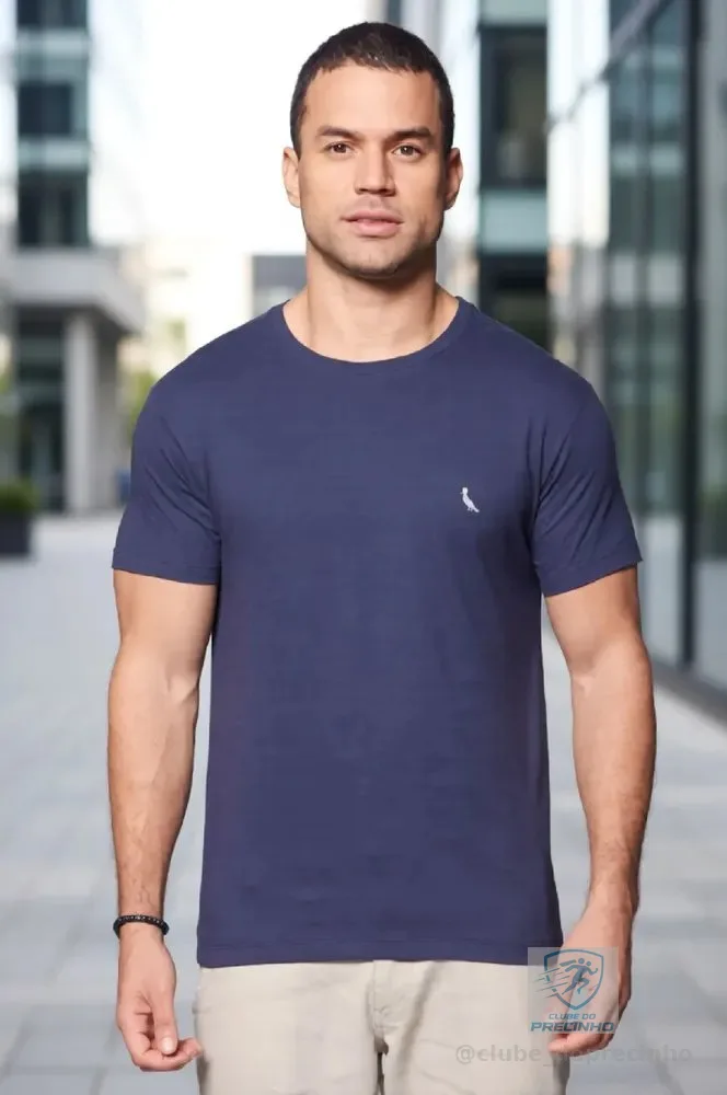 Camiseta Regular Essence Reserva Masculina Marinho T-shirt Lisa G Liso