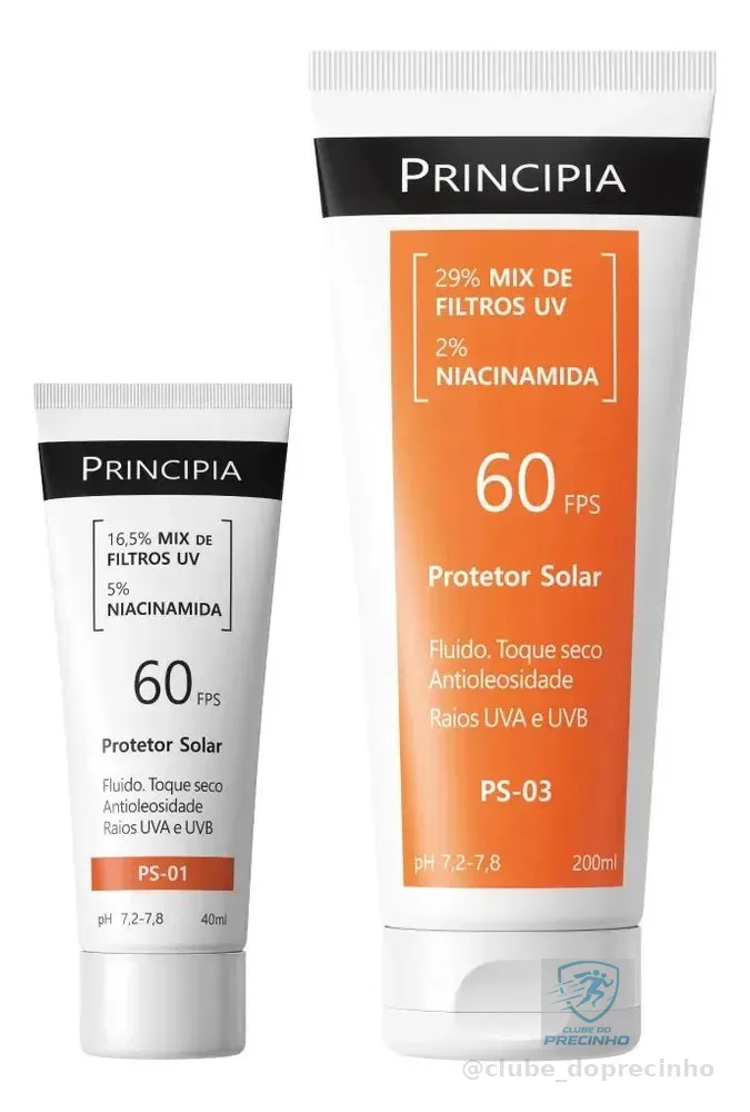 Principia Kit Proteção Facial FPS 60 PS-01 + Corporal 60 PS-03