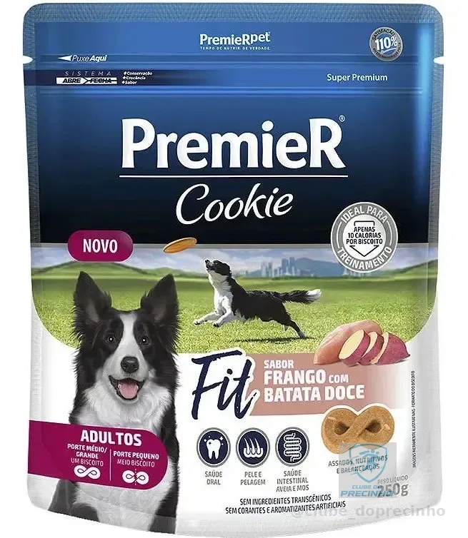 Biscoitos Premier Cookie Cães Adultos Fit Frango Batata Doce