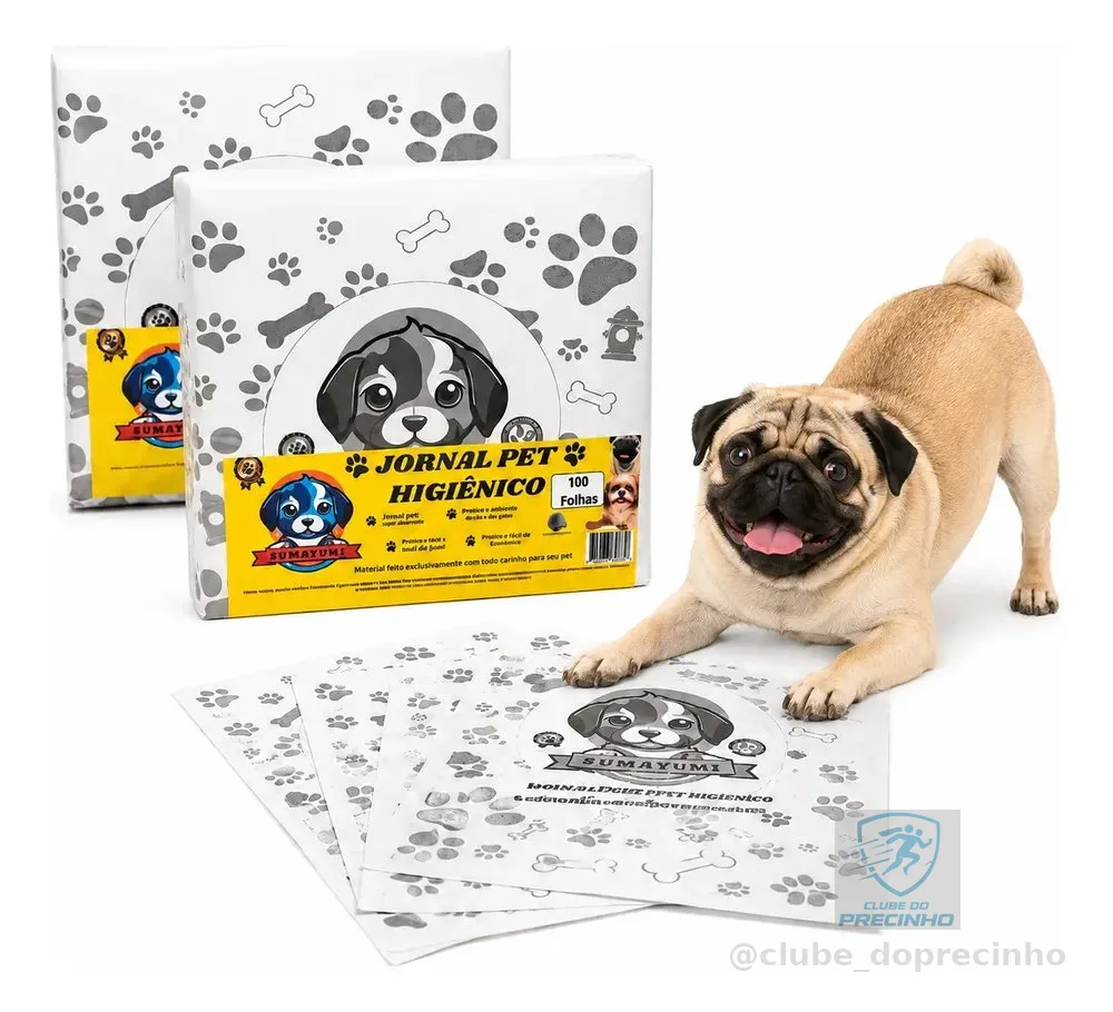 Papel Jornal Pet 200 Folhas Grandes Limpo Higiênico Cachorro