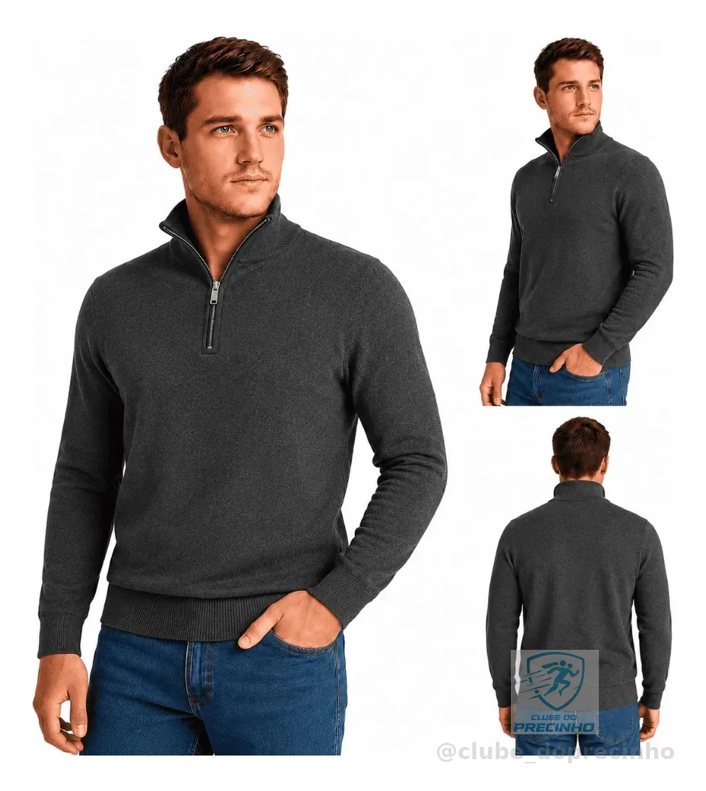 Blusa De Frio Masculina Suéter Gola Alta Inverno Premium - P ao GG