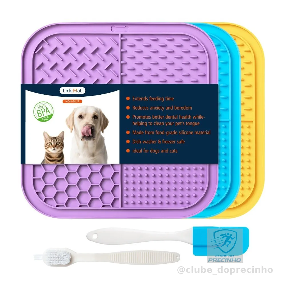Tapete Comedouro Lento de Lamber – Para Cães e Gatos, Reduz Stress