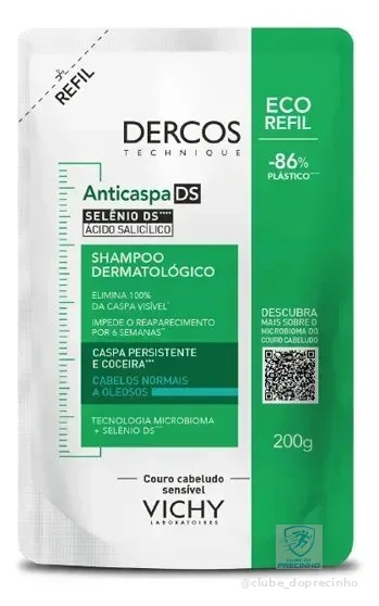 Shampoo Anticaspa Cabelos Normais a Oleosos, Dercos DS Vichy, 200g